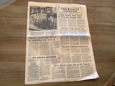 1977 Elvis Presley August 18-Wisconsin Rapids WI-Daily Tribune  Newspaper- Nice!