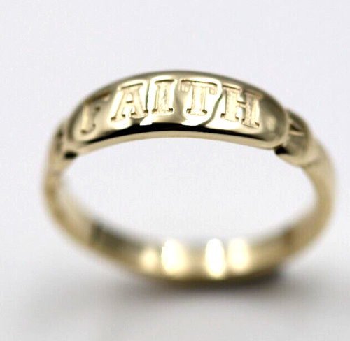 Size T Genuine New Solid 9ct 9kt 375 Yellow Gold Faith Ring - Free Express Post - Picture 14 of 16