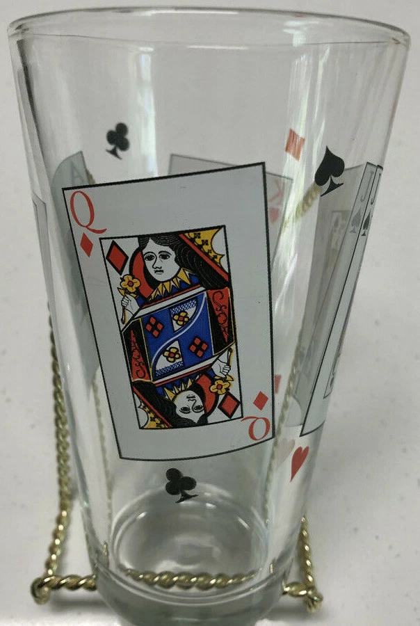 Vintage LUMINARC PLAY CARDS Pint Beer Glass As, King, Queen, Jack Foto 4 de 4