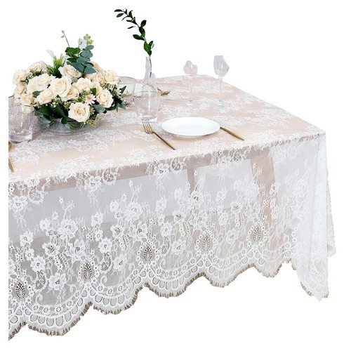 Nappe en lin antique faite main S14 avec broderie richelieu et dentelle aux fuseaux 55 x 55 po. - France