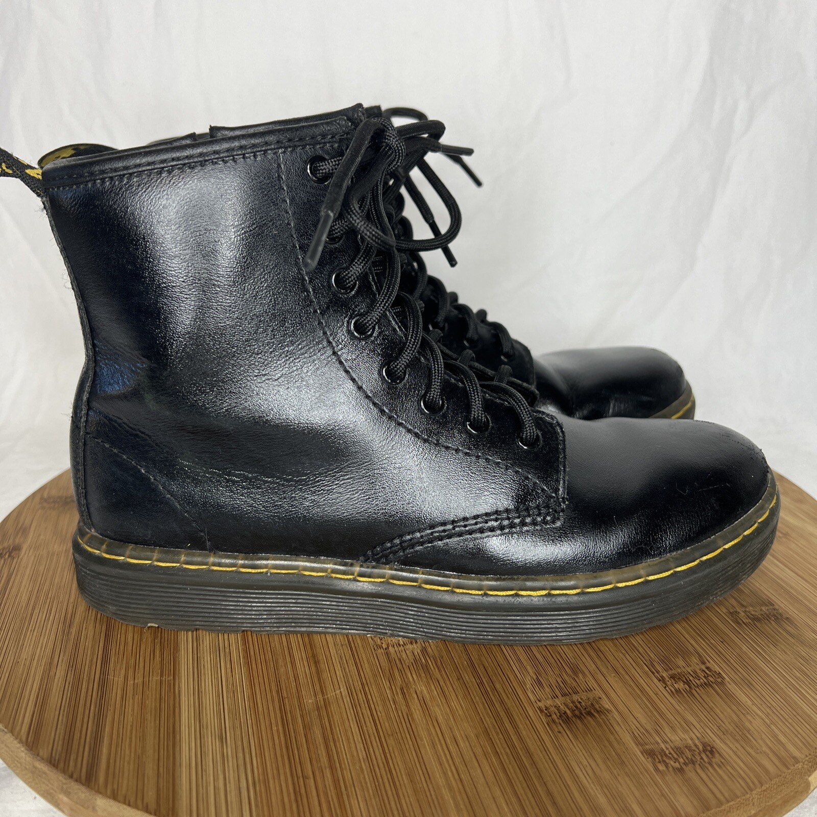 Doc Martens Zavala J Combat Boots Womens Size 5 Black Leather Zip UP Boots thumbnail 2