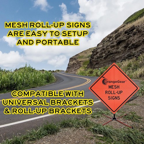 OrangeGear® 36" x 36" Right Shoulder Closed Mesh Traffic Sign & Cross Ribs - Picture 4 of 6
