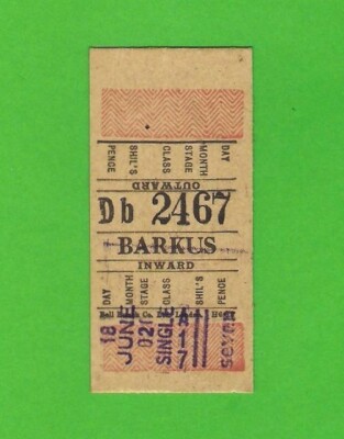 Barkus Coaches of Woodhouse Eaves, Leics - Insert Setright Bus Ticket - c.1950s