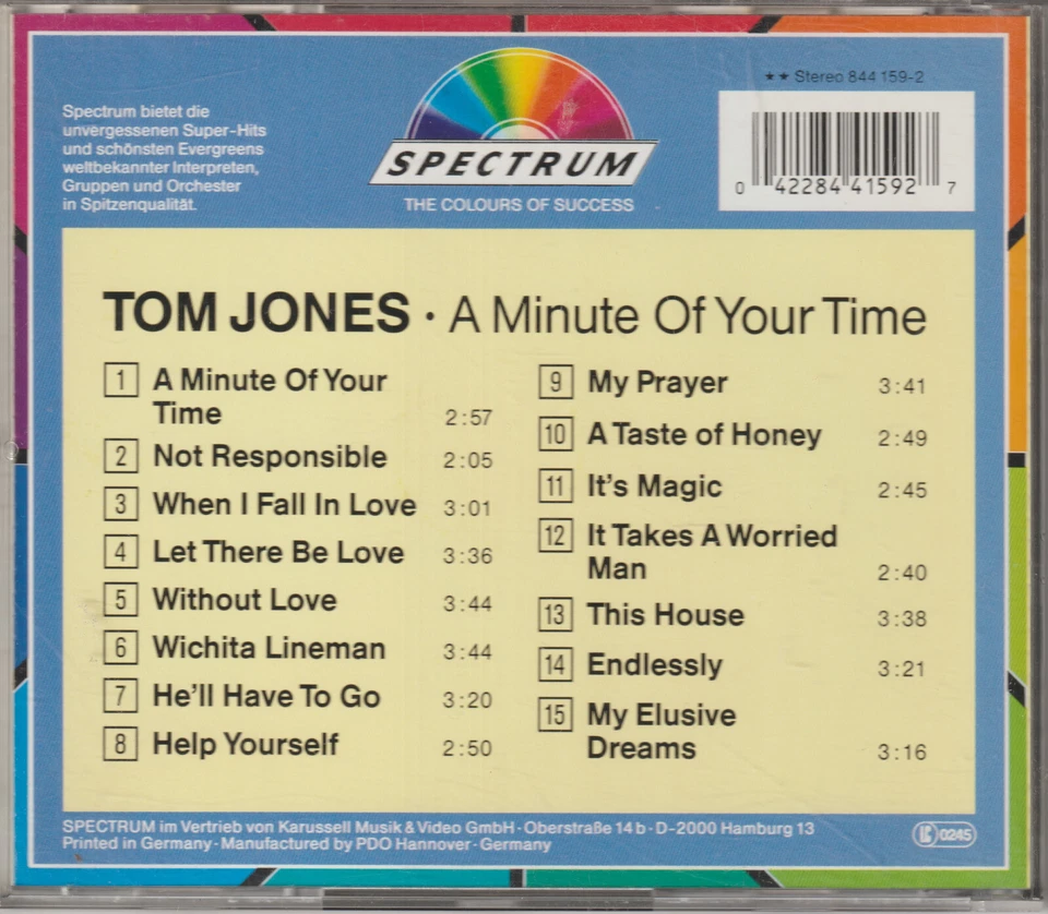 CD Tom Jones - A minute of your time (15 Track Album) - Bild 2 von 3