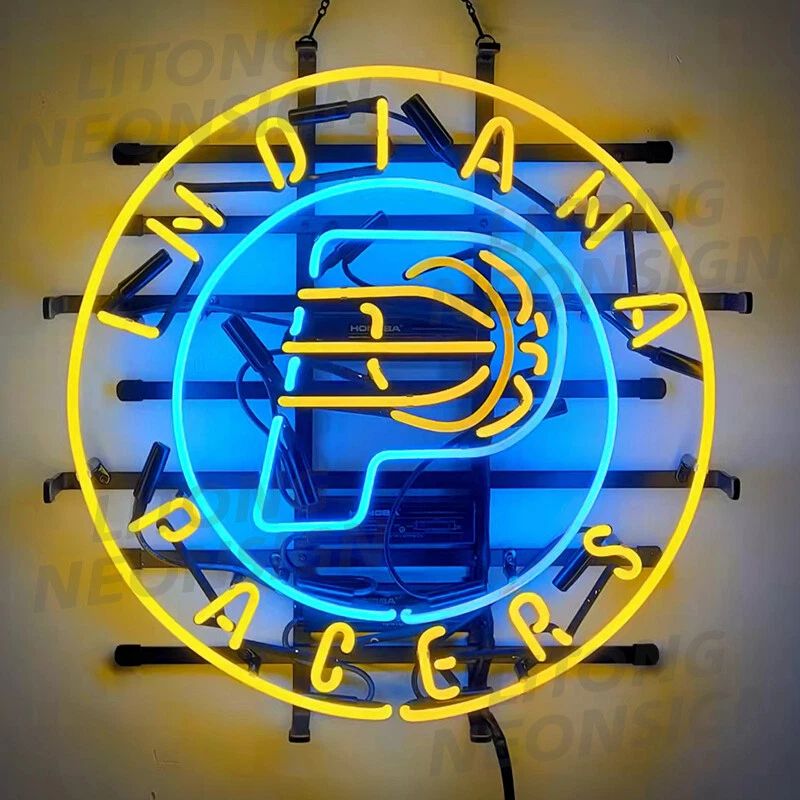 Indiana Pacers Alternate Logo Neon Signs 24x24 Beer Bar Sport Pub Wall Decor
