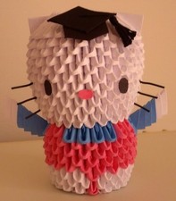 Handmade 3D Origami Hello Kitty Scholar