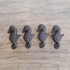 4pcs Vintage cast iron sea horse shape cabinet drawer door knobs screen handles