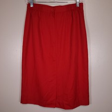 Vintage Worthington Size 12 Red Midi Pencil Skirt Made in USA