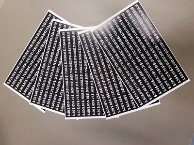 VENDING MACHINE PRICE LABEL SHEET 650 STICKERS VARIETY 5 STICKER SHEETS ...