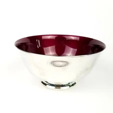 Mid Century VTG 60s Reed & Barton Bowl Purple Amethyst Enamel Silverplate 104 8"