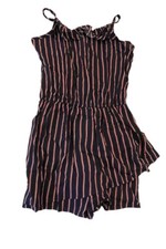 NWT Abercrombie Kids Girl's One Piece Romper Shorts Skorts Med 9/10 Black Stripe