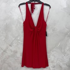 Express Women's Red Back Neck Tie Twist Front Jersey Shift Mini Dress Size M