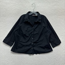 Y2K Vintage Top Button Blouse 2X Black Corpcore Office Fairy Grunge Whimsigoth