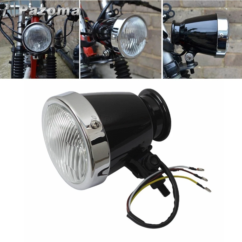 Faro faro retro H4 para motocicleta Harley Honda Suzuki Café Racer 4"" Foto 3 de 4