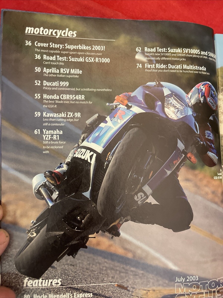Motorcyclist Magazine JuLY 2003 sUPERBIKES R1 DUCATI 999 | eBay
