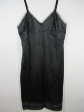 Vintage JCPenney Satin Full Dress Slip Size 36 Black Nylon Lace Union Label