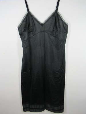 Vintage JCPenney Satin Full Dress Slip Size 36 Black Nylon Lace Union Label  | eBay