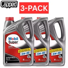 3x Mobil 1 124407 Super Synthetic Blend Motor Oil, 5W-30, 15 Q (3 X 5 Quarts)