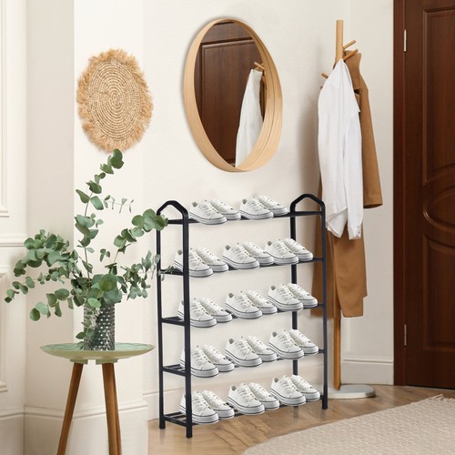 31 in. H 15Pair 5Tier Black plastic Shoe Rack, Sturdy Shoe Black eBay