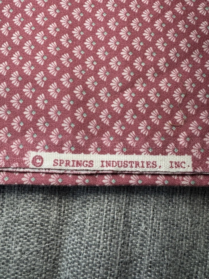 Colcha de algodão rosa malva vintage década de 1990 Spring Industries ventilador flor 14”x 44” VER DECR - Imagem 2 de 4