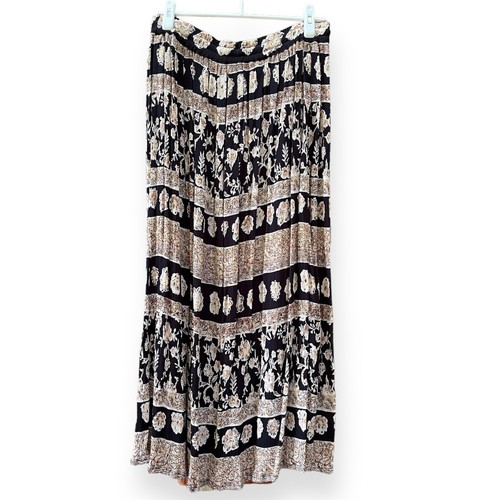 Sag Harbor Vintage Maxirock schwarz hellbraun Blumen Bohemian Pull-On Petite Small - Bild 2 von 8