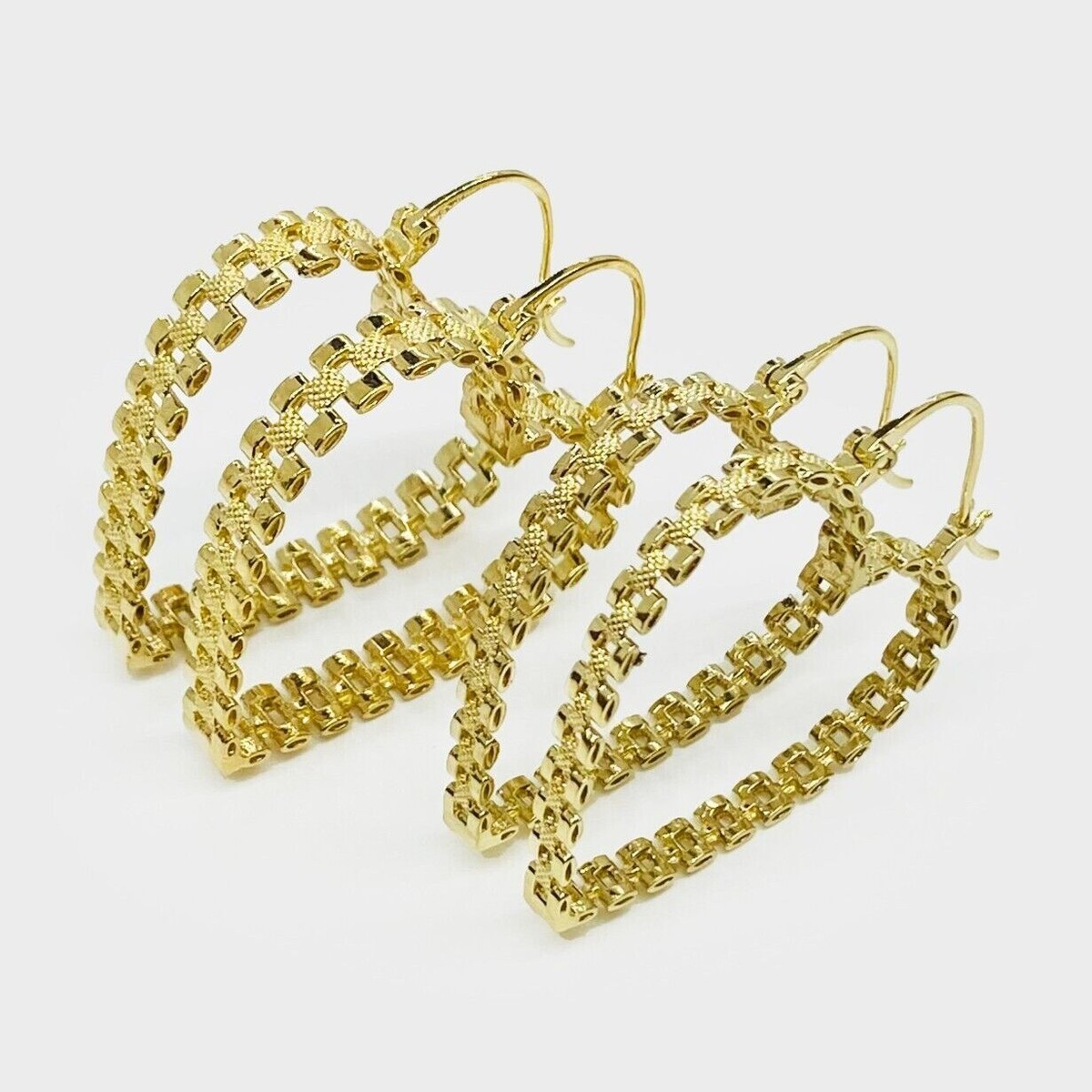 10k Gold Rollie Rolex Style Heart Love Valentine Hoop Earrings for Her Women