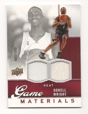 2009 DOREL WRIGHT UPPER DECK BASKETBALL GAME MATERIALS CARD #GJ-DW 483/550