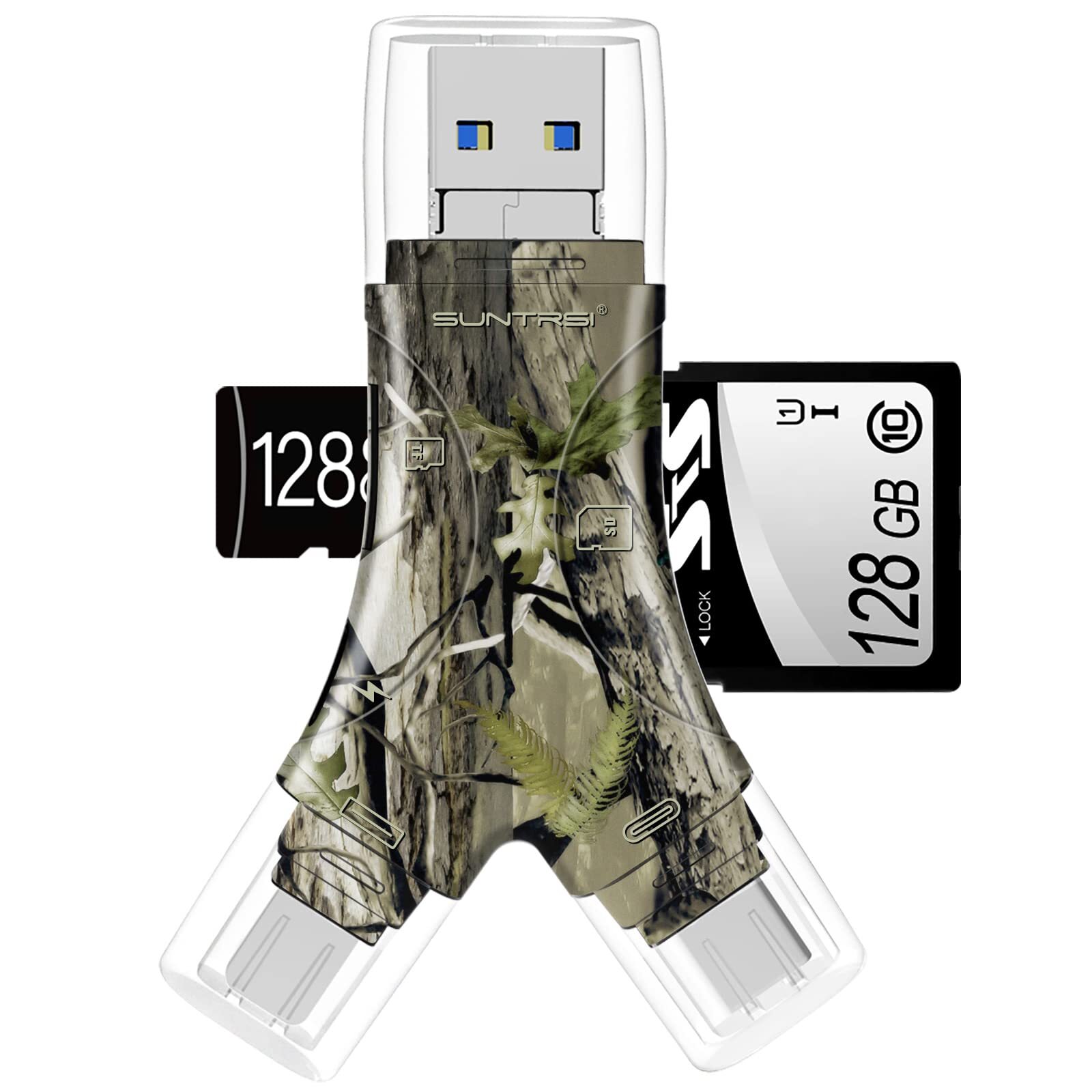 SD Card Reader for iPhone/ipad/Android/Mac/Computer/Camera,4 in1 Micro SD Car...-image