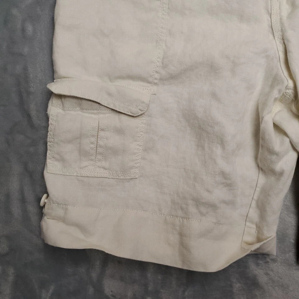 Pantalones Cortos Coldwater Creek Para Mujer 16 Crema 100% Lino Informales Exterior Pantalones Cortos Costeros Foto 3 de 4