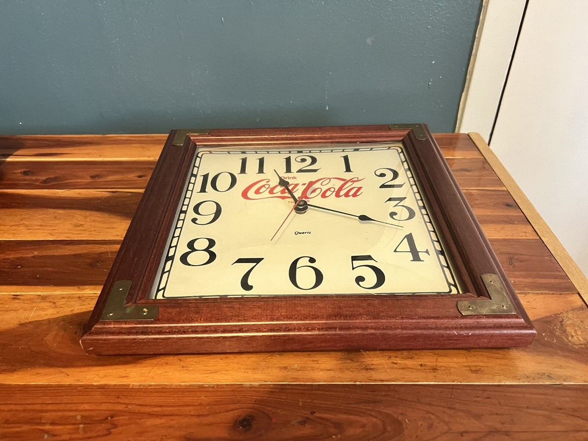 Vintage Coca-Cola Bubble Glass Wooden Quartz Wall Clock 13