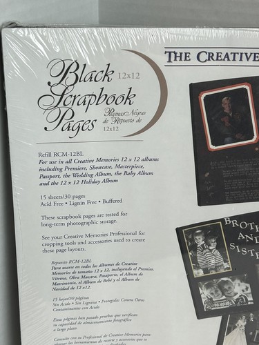 NEW Creative Memories 12x12 BLACK Scrapbook Page Refill 15 Sheets Old Style 1999 - Picture 2 of 7