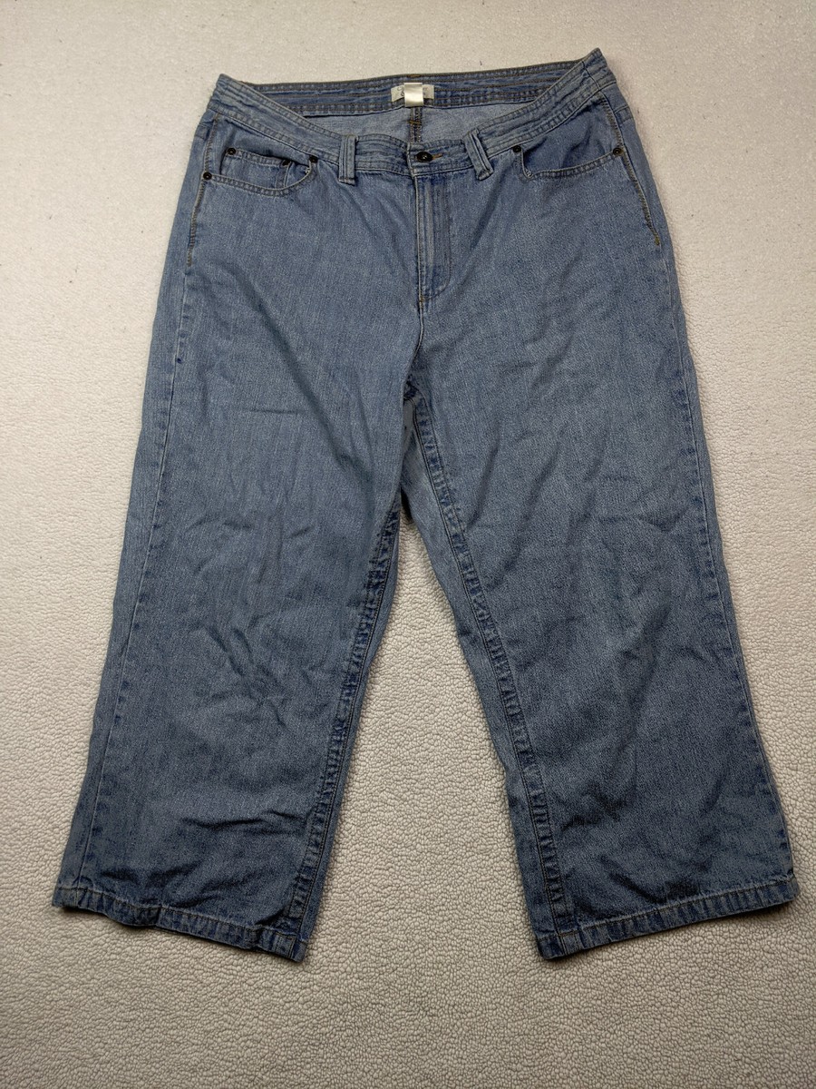 CJ Banks Women 14 Blue Jean Capri Crop High Rise Light Wash