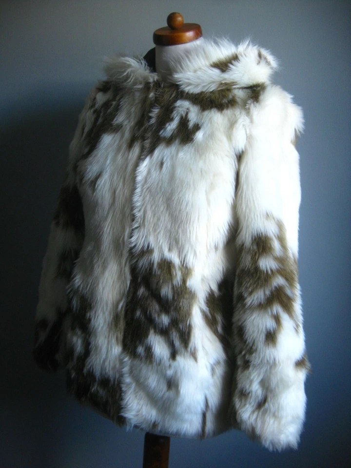 CHAQUETA ABRIGO PIEL SINTÉTICA 6 pony vaca talla peluche capucha peluda estampado animal ASOS Foto 3 de 4