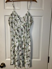 Erika Taylor Intimates Medium Chemise Lingerie Gown Slip White Satiny Floral