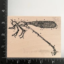 Stampotique Kassa's Dragonfly Large 14049 Wood Mounted Rubber Stamp