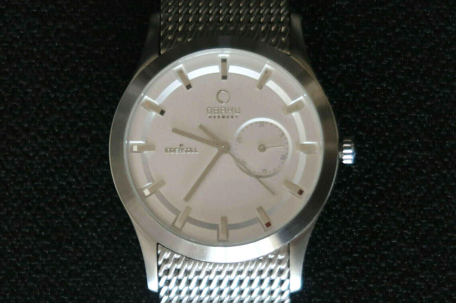 OBAKU HARMONY MENS WATCH QUARTZ SILVER BRUSHED CHROME AND STAINLESS STEEL STRAP 