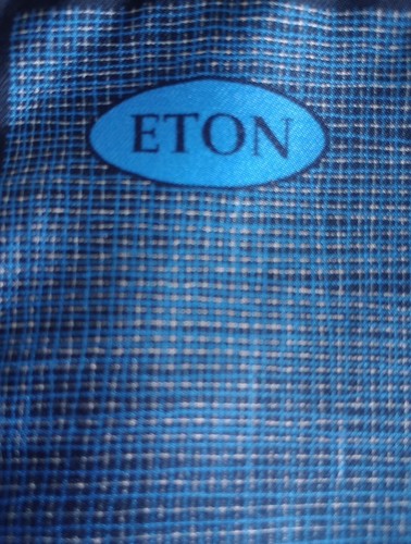 100 % Silk Eton Pocket Square Italian Made Blue Black White - Picture 2 of 4