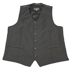 Pronto Uomo Platinum Vest XXL Black Wool Pinstripe Tailored Goth Dark Academia