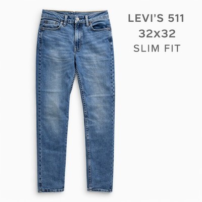 Levi s 511 Slim Fit Jeans Mens 32x32 Blue Med Wash Stretch Denim Red Tab Classic