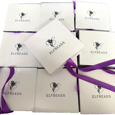Elfbeads LOT of 10 Gift Boxes With Purple Ribbons