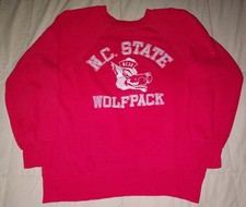 VTG NC STATE WOLFPACK SWEATSHIRT SMALL RAGLAN 70s 80s NORTH CAROLINA PULLOVER