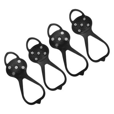 2Pairs 9.8'' Non-Slip Gripper Spikes Claw Ice Cleats with 5 Tooth Nails Black