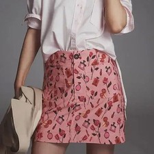 NWT Anthropologie Maeve The Anisa Makhoul Colette Mini Skirt Pink Girly Small