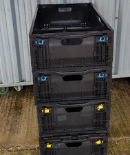 10 x USED FOLDING PLASTIC STACKING  CRATE BOX 60-40-18CM STORAGE 