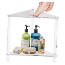 Corner Shower Stool 16in: Waterproof Small Foot Rest with Anti-Slip Feet for