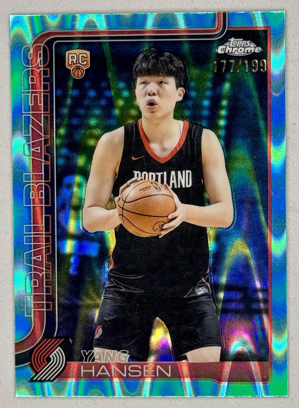 Yang Hansen Rookie RC SP 2025-26 Topps Chrome Basketball #266 Aqua RayWave /199