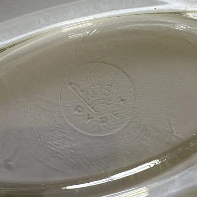 Clear Oval Glass PYREX Saucer 1 Piece, Impressed PYREX crown trademark & 1830 - Image 1 of 4