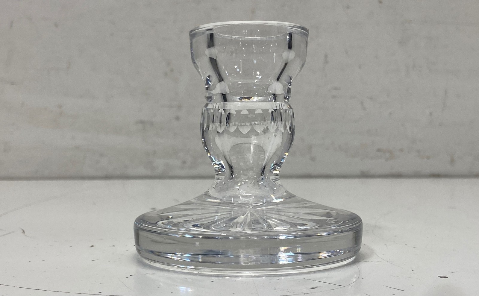 Vintage Waterford crystal taper candlestick holder with a starburst cut base
