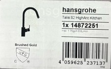 Hansgrohe Talis S  14872251 Pull-Down 1-Spray Kitchen Faucet,Brushed Gold READ 