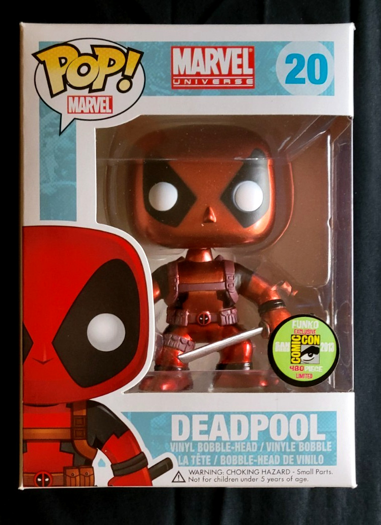 Funko Pop MARVEL 20 DEADPOOL Metallic 2013 SDCC 480pc exclusive w/ protector